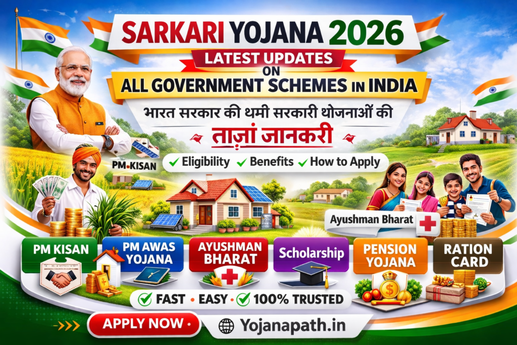 Sarkari Yojana 2026 – PM Kisan, PM Awas Yojana, Ayushman Bharat, Scholarship, Pension Yojana and Ration Card latest updates